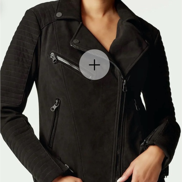 Blanc Noir 100% Leather Cherie Suede Motorcycle Jacket - Picture 1 of 13